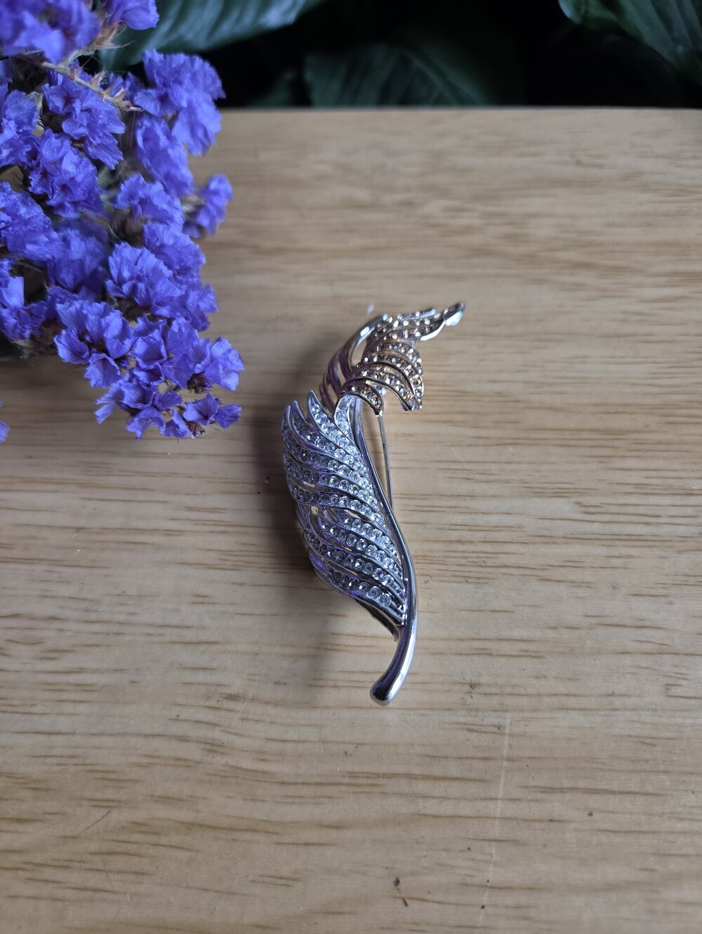 Silver And Goldtone Leaf Brooch